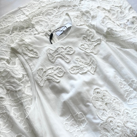 ✨NWT✨ REISS Rosina Broderie Fit And Flare Dress in White Sz US 2 (XS) - Picture 12 of 12